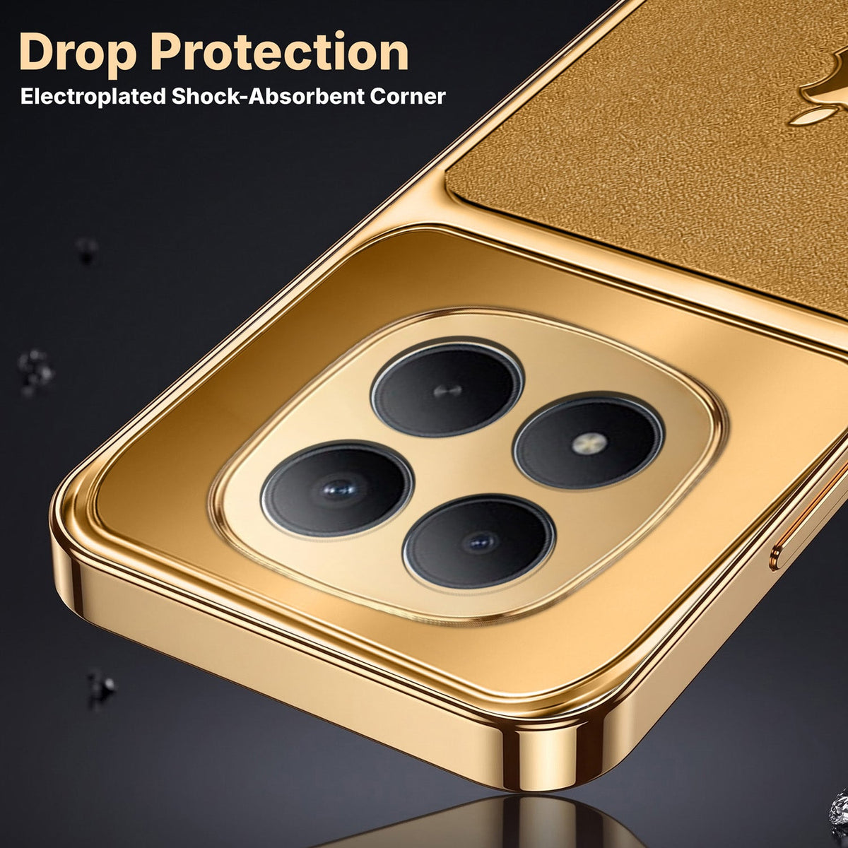 Redmi Note 15 Pro+ 5G Royal Touch Apple Gold Electroplated Glass Phone Back Case