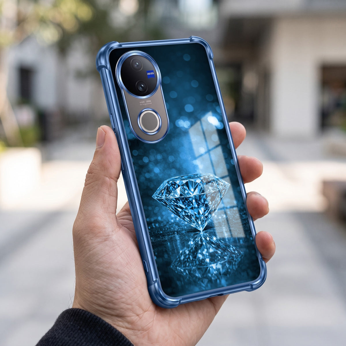 Vivo V50 5G Blue Diamond Airbags Printed Back Case
