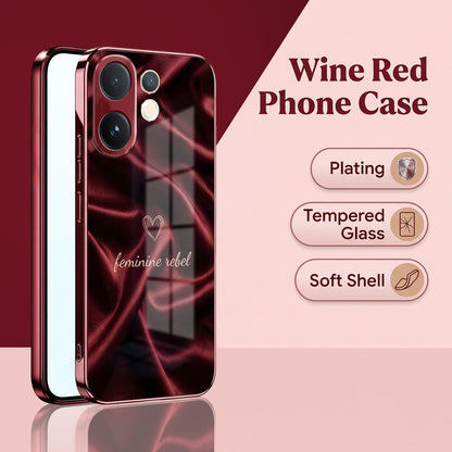 Vivo V60 5G Feminine Rebel Burgundy Electroplated Glass Back Case