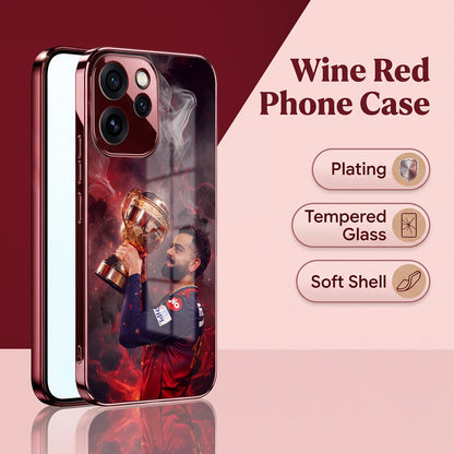 Oppo Reno 15 Pro Mini 5G Virat Kohli Burgundy Electroplated Glass Back Case