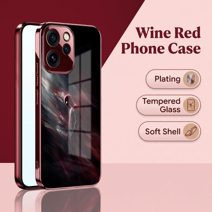 Oppo Reno 15 Pro Mini 5G Crimson Spider Burgundy Electroplated Glass Back Case