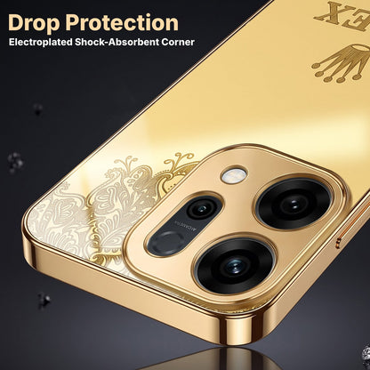 Oppo Reno 14 5G Rolex Crown Gold Electroplated Glass Phone Back Case