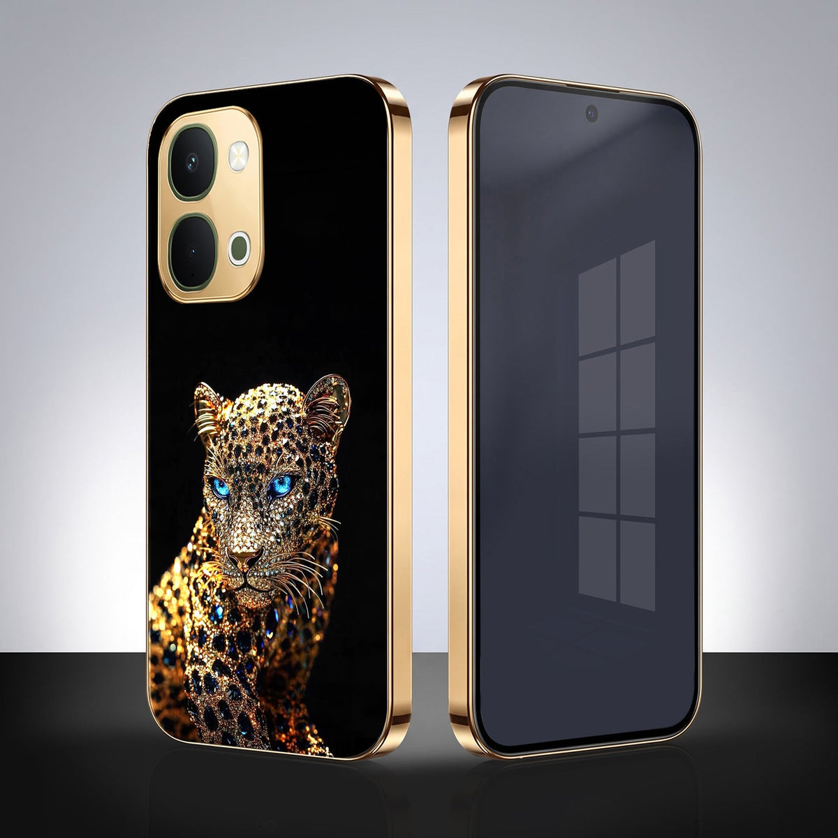 Vivo Y51 Pro 5G Panther Gold Electroplated Glass Phone Back Case