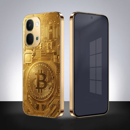 Vivo T5x 5G Bitcoin Gold Electroplated Glass Phone Back Case