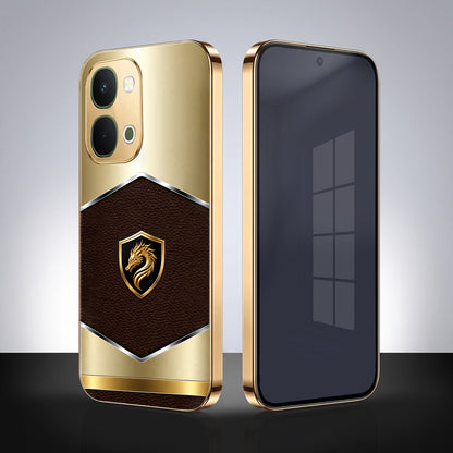 Vivo Y51 Pro 5G Dragon Crest Gold Electroplated Glass Phone Back Case