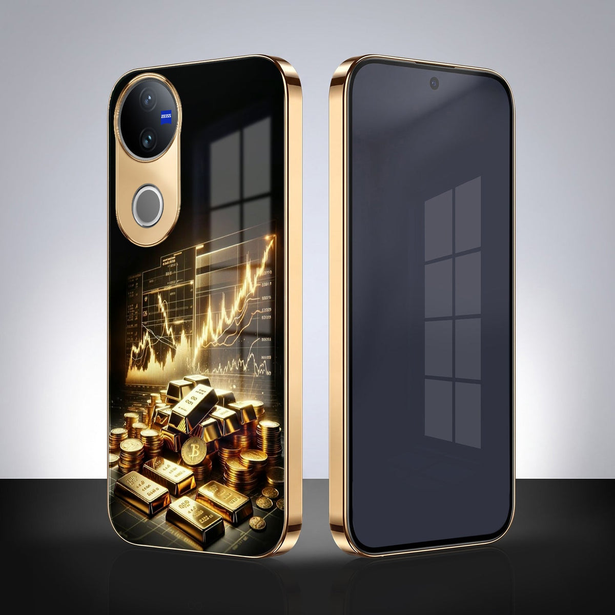 Vivo V40 Pro 5G Luxury Wealth Trader Gold Electroplated Glass Phone Back Case