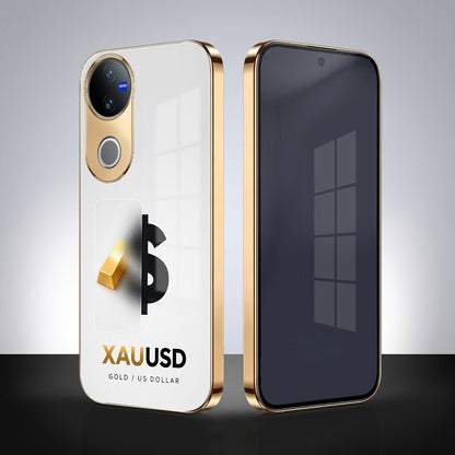 Vivo V50 5G Luxury XAU/USD Gold Electroplated Glass Phone Back Case