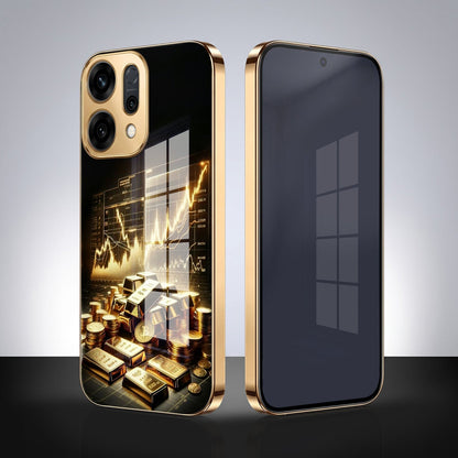 Oppo Reno 14 5G Luxury Wealth Trader Gold Electroplated Glass Phone Back Case