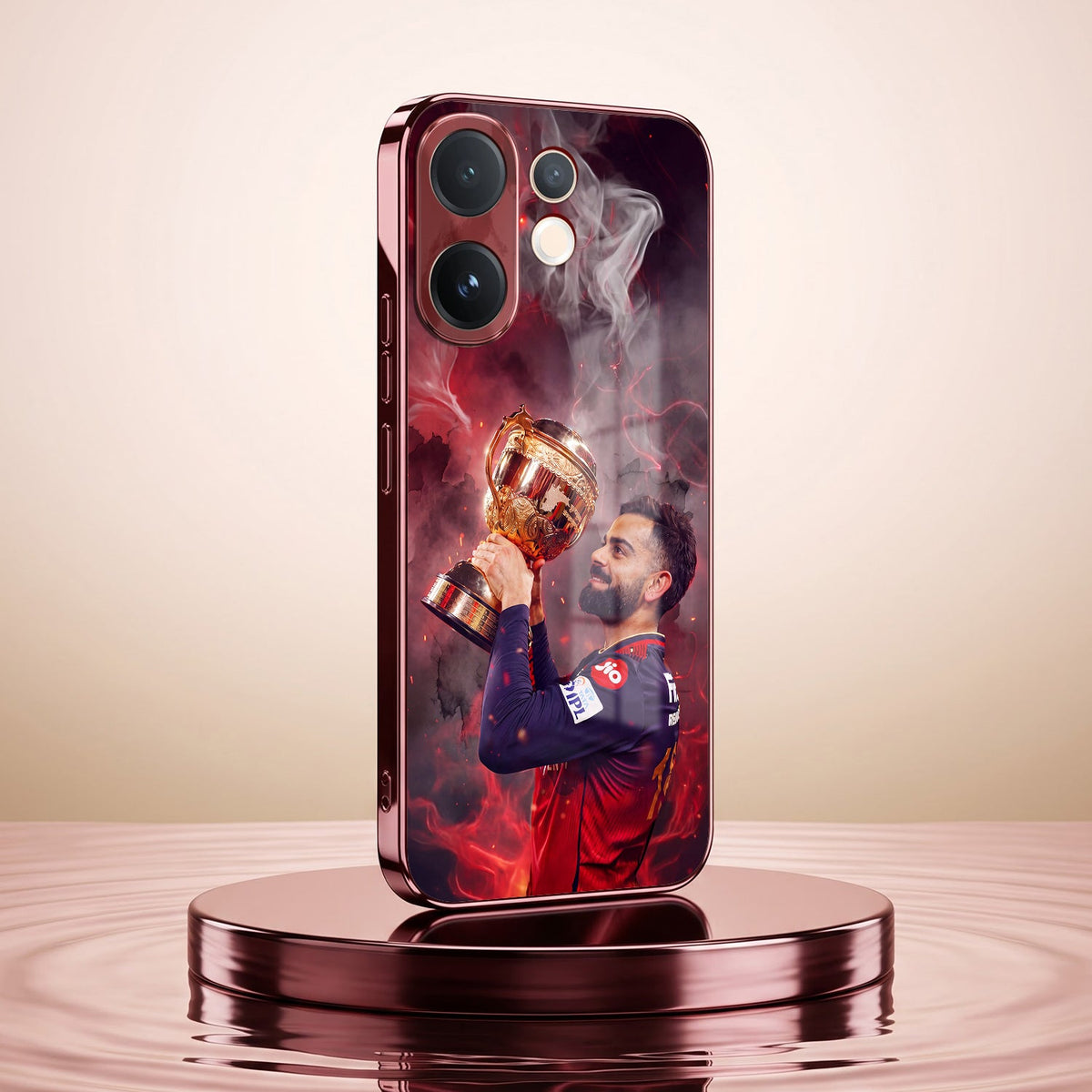 Vivo V60 5G Virat Kohli Burgundy Electroplated Glass Back Case