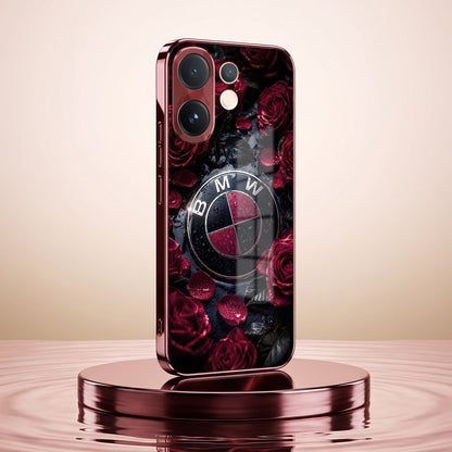 Vivo V60 5G BMW Logo Burgundy Electroplated Glass Back Case