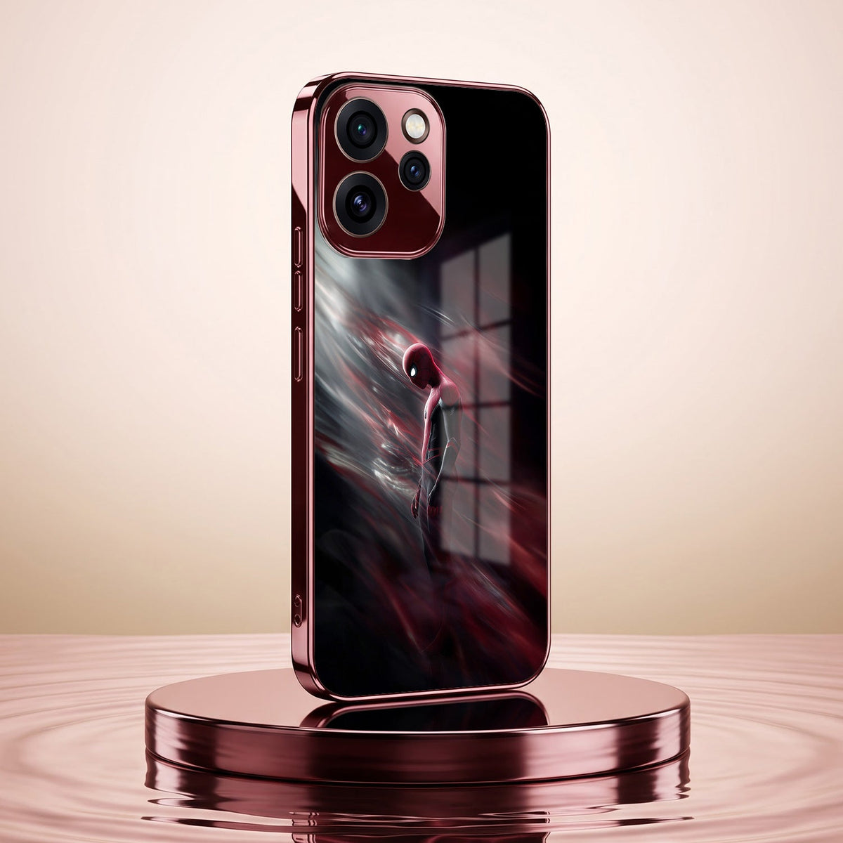 Oppo Reno 15 Pro Mini 5G Crimson Spider Burgundy Electroplated Glass Back Case