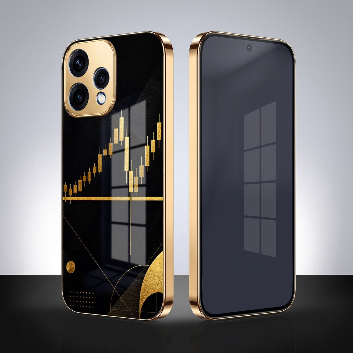 Oppo Reno 15 5G Trading Candles Gold Electroplated Glass Phone Back Case