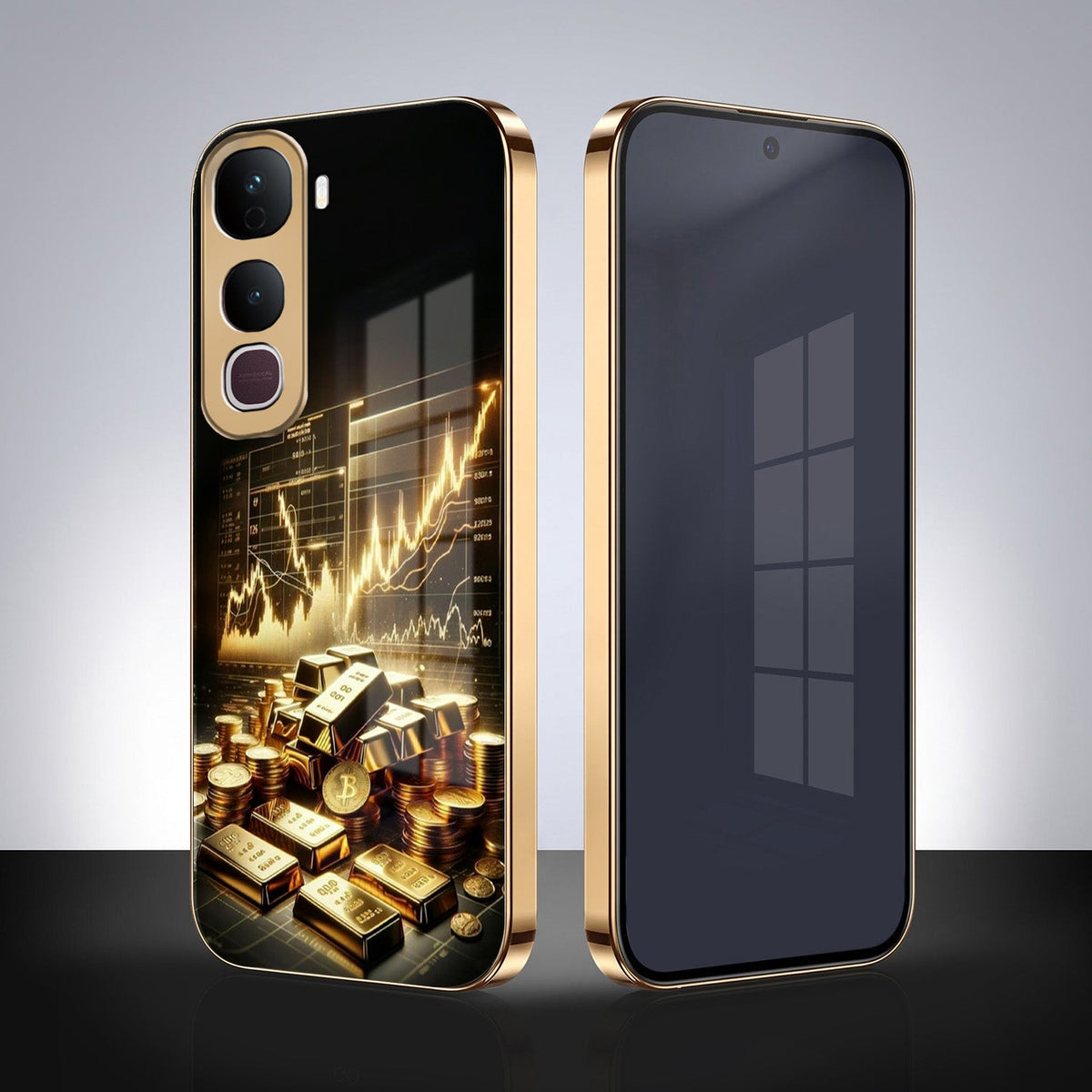 Vivo Y400 Pro 5G Luxury Wealth Trader Gold Electroplated Glass Phone Back Case
