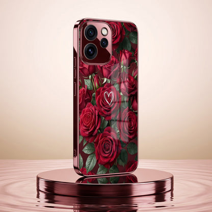 Oppo Reno 15 Pro Mini 5G Rose Heart Burgundy Electroplated Glass Back Case