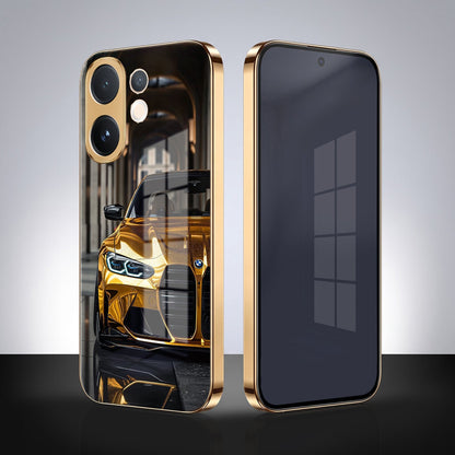 Vivo V60 5G Golden BMW Gold Electroplated Glass Phone Back Case