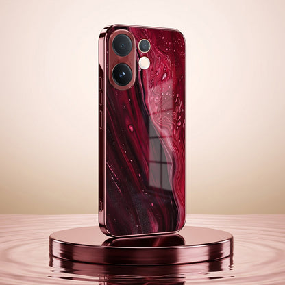 Vivo V60 5G Marble Burgundy Electroplated Glass Back Case