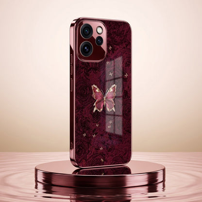 Oppo Reno 15 Pro Mini 5G Butterfly Burgundy Electroplated Glass Back Case