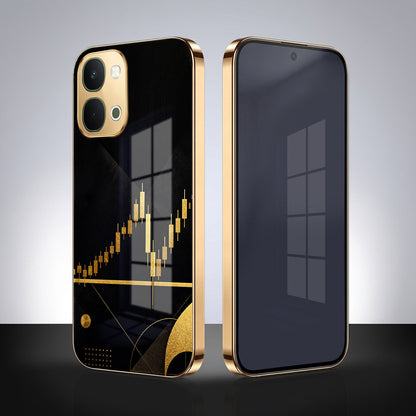 Vivo T5X 5G Trading Candles Gold Electroplated Glass Phone Back Case