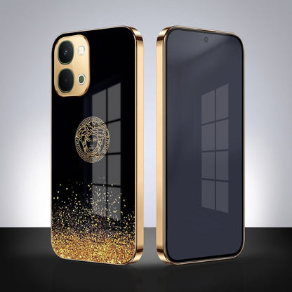 Vivo T5x 5G Medusa Head Gold Electroplated Glass Phone Back Case