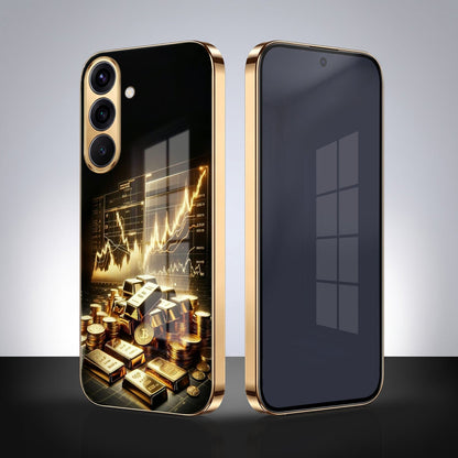 Samsung Galaxy A56 5G Luxury Wealth Trader Gold Electroplated Glass Phone Back Case