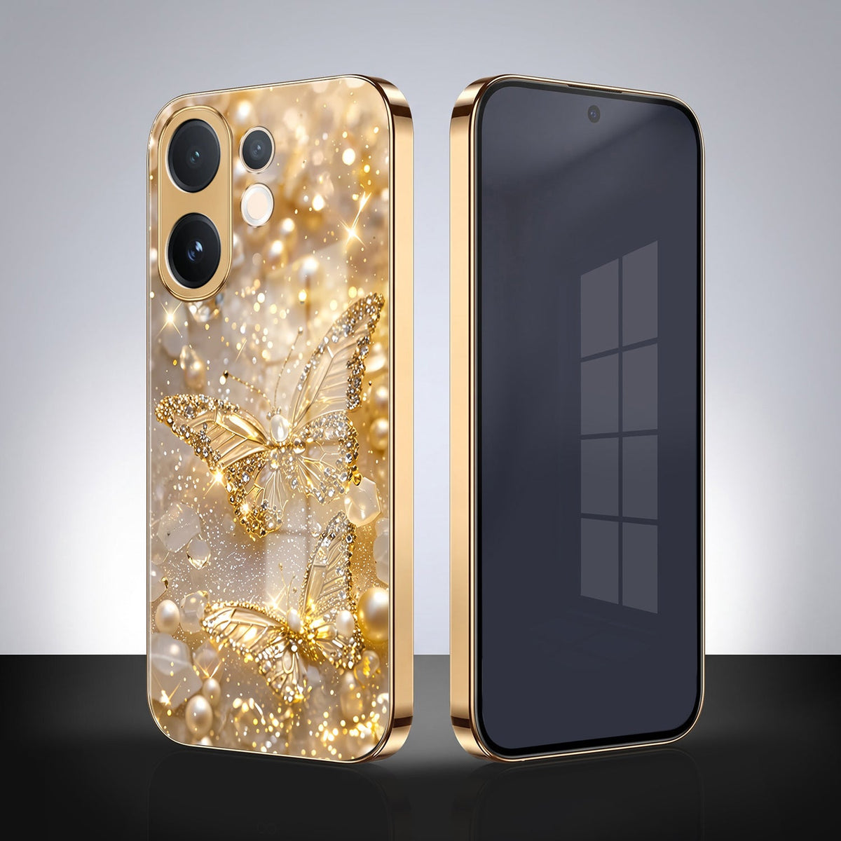 Vivo T4 Pro 5G Golden Butterfly Gold Electroplated Glass Phone Back Case