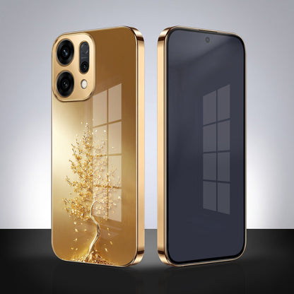 Oppo Reno 14 5G Golden Tree Gold Electroplated Glass Phone Back Case