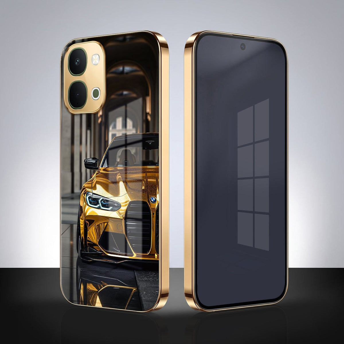 Vivo T5x 5G Golden BMW Gold Electroplated Glass Phone Back Case