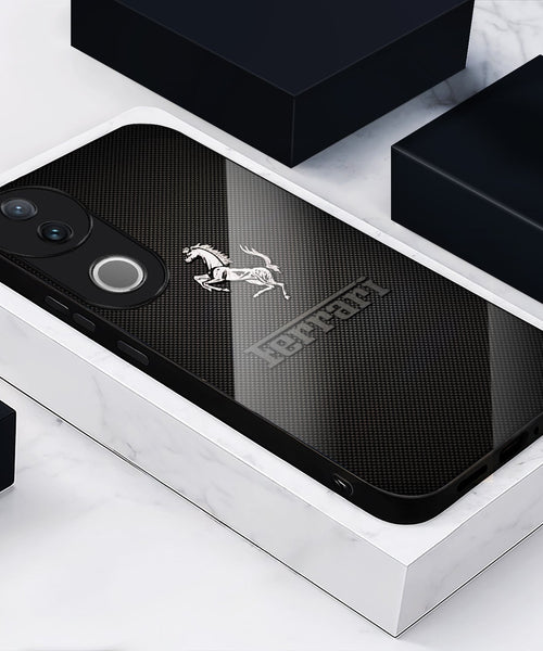 Vivo V50 5G Premium Acrylic Shockproof Glass Back Case (Ferrari Carbon Fiber)