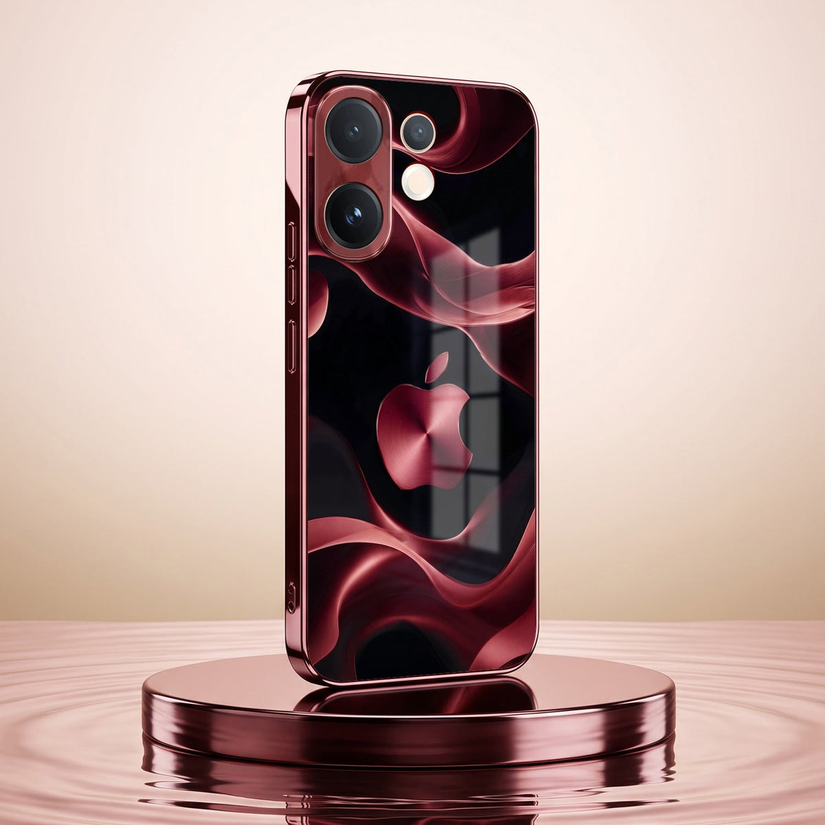 Vivo V60 5G Wave Apple Burgundy Electroplated Glass Back Case