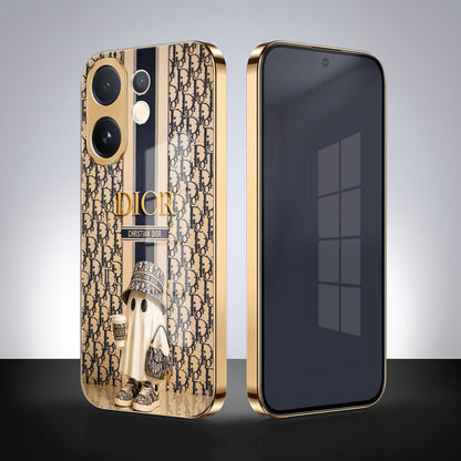 Vivo V60 5G Luxury Dior Gold Electroplated Glass Phone Back Case