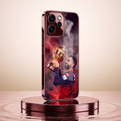 Oppo Reno 15 Pro Mini 5G Virat Kohli Burgundy Electroplated Glass Back Case