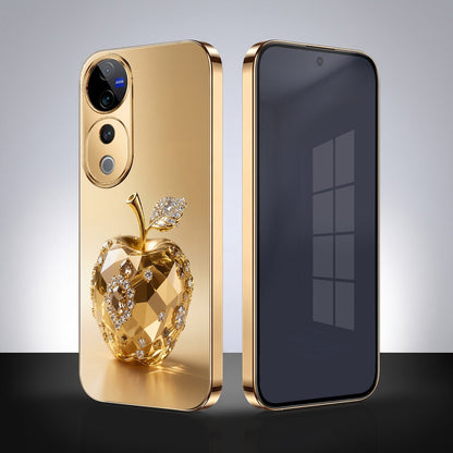 Vivo V40 Pro 5G Golden Apple Gold Electroplated Glass Phone Back Case