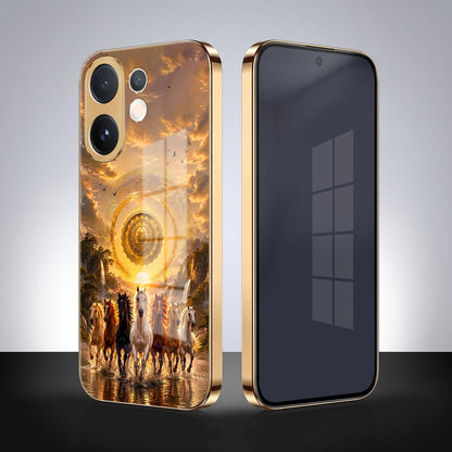 Vivo V60 5G Celestial Seven Horses Gold Electroplated Glass Phone Back Case