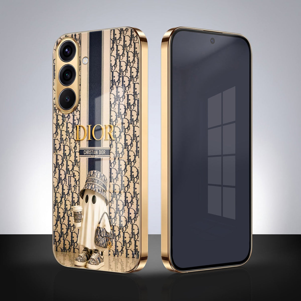 Samsung Galaxy A36 5G Luxury Dior Gold Electroplated Glass Phone Back Case