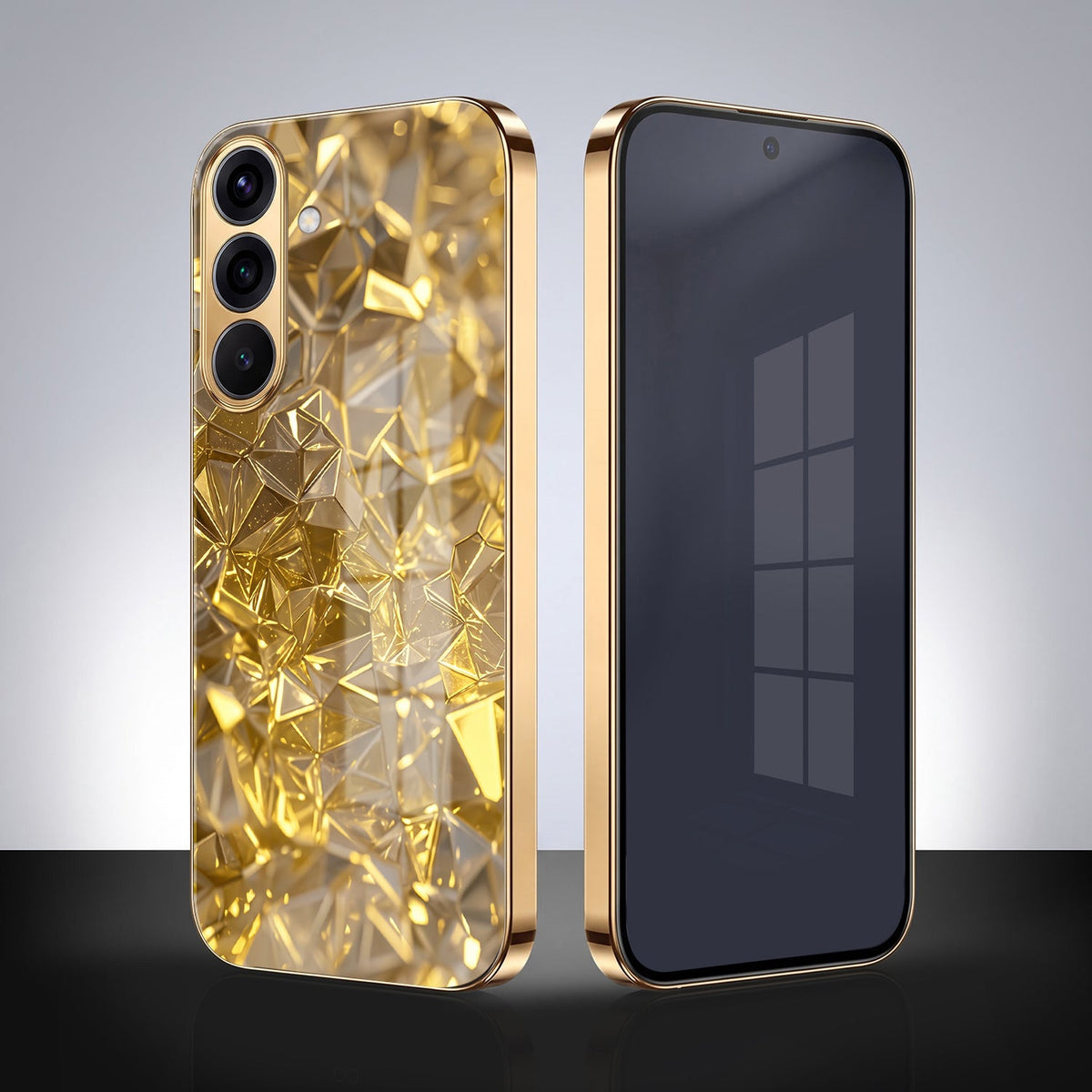 Samsung Galaxy A36 5G Golden Diamond Shatter Gold Electroplated Glass Phone Back Case