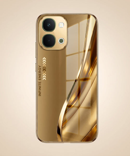 Vivo T5X 5G Luxury Infinity Energy Gold Electroplated Glass Phone Case