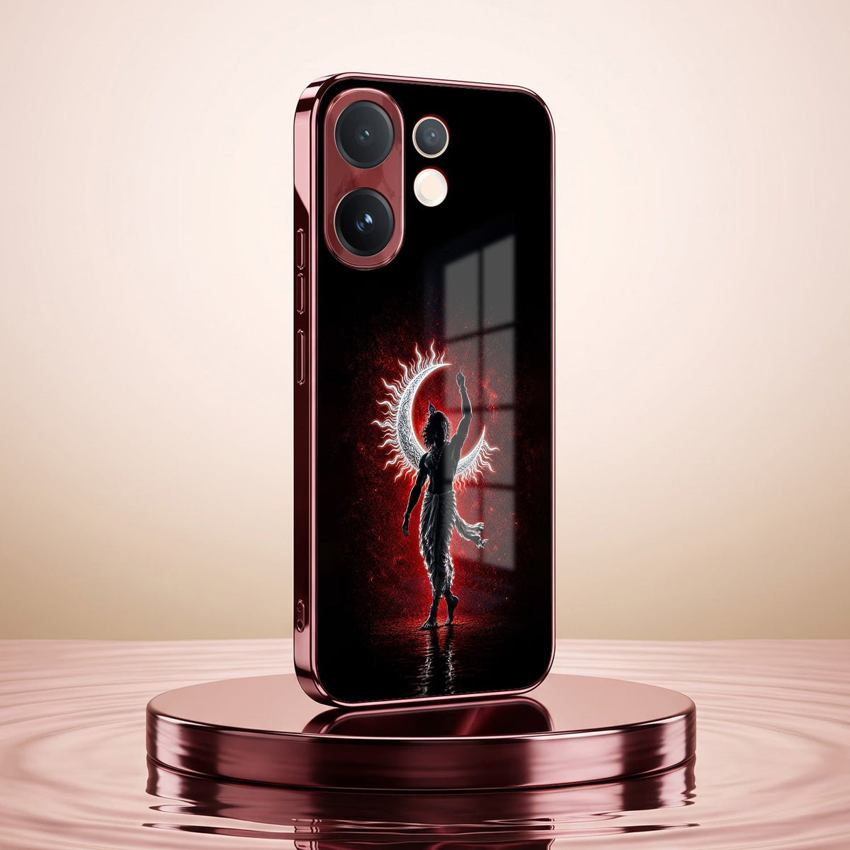 Vivo V60 5G Crimson Divine Burgundy Electroplated Glass Back Case