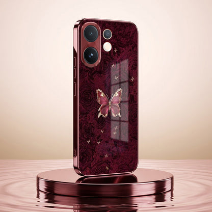 Vivo V60 5G Butterfly Burgundy Electroplated Glass Back Case
