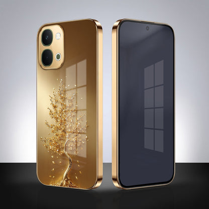 Vivo T5x 5G Golden Tree Gold Electroplated Glass Phone Back Case