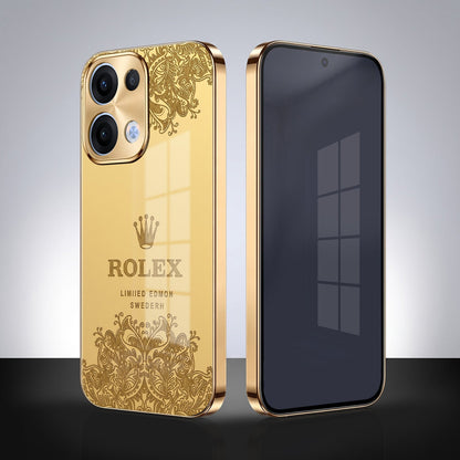Oppo Reno 13 5G Rolex Crown Gold Electroplated Glass Phone Back Case