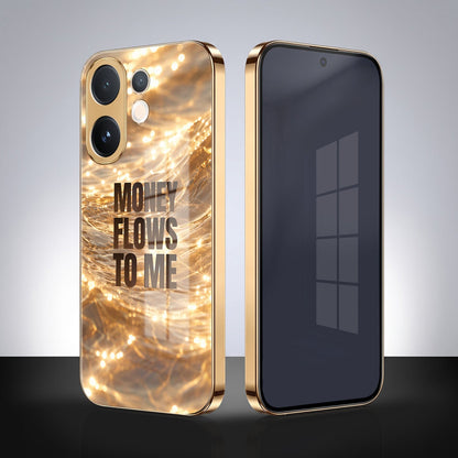 Vivo V60 5G Money Flows To Me Gold Electroplated Glass Phone Back Case