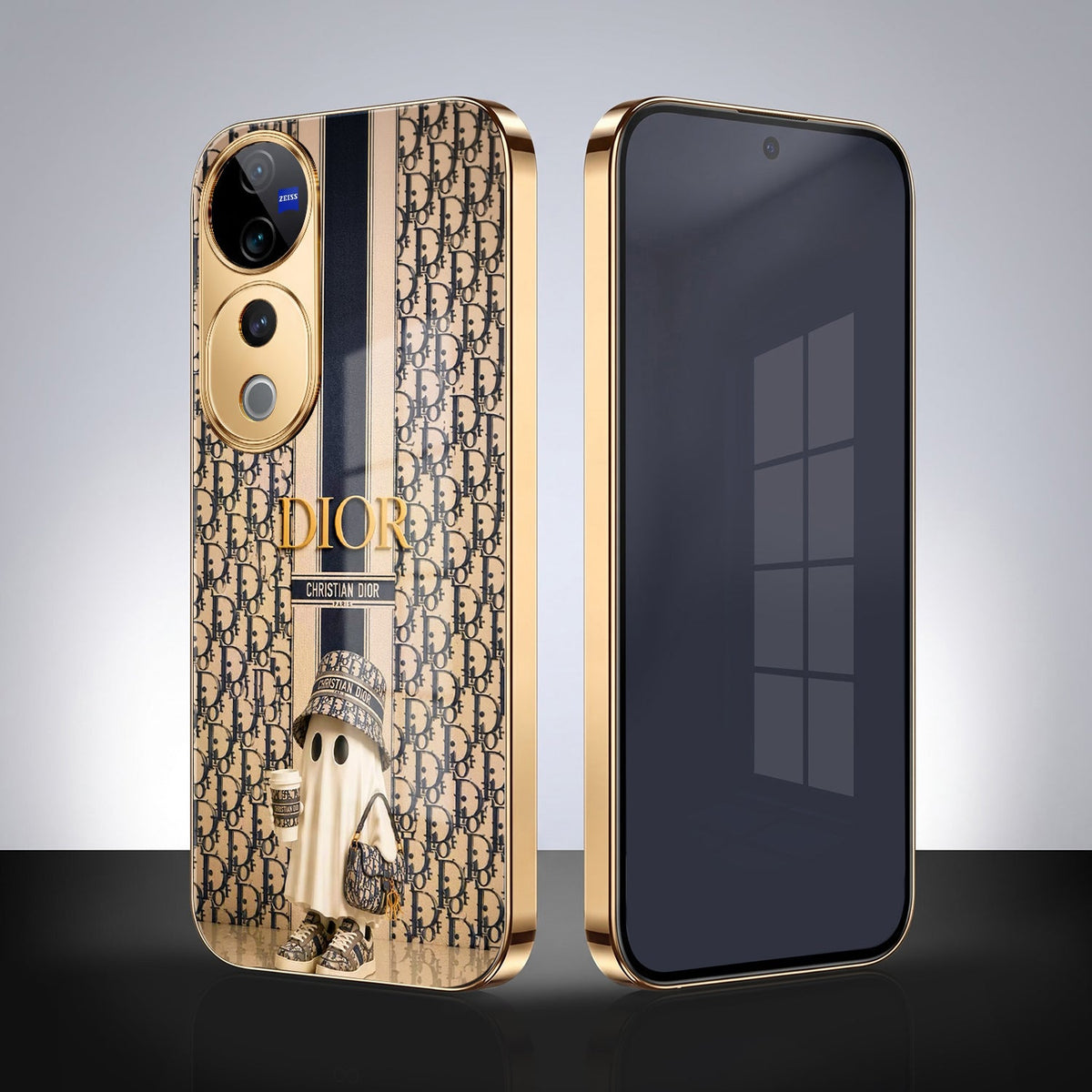 Vivo V40 Pro 5G Luxury Dior Gold Electroplated Glass Phone Back Case