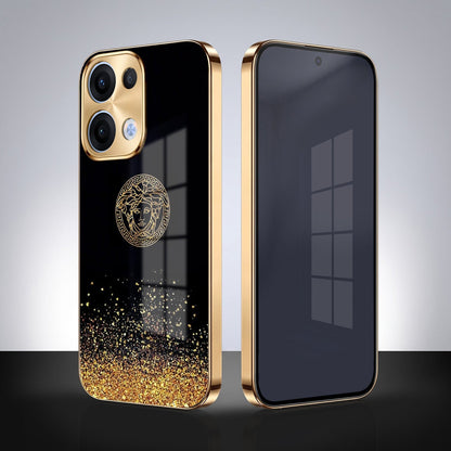 Oppo Reno 13 5G Medusa Head Gold Electroplated Glass Phone Back Case