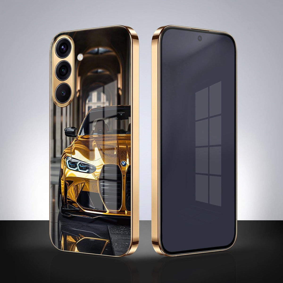 Samsung Galaxy A36 5G Golden BMW Gold Electroplated Glass Phone Back Case