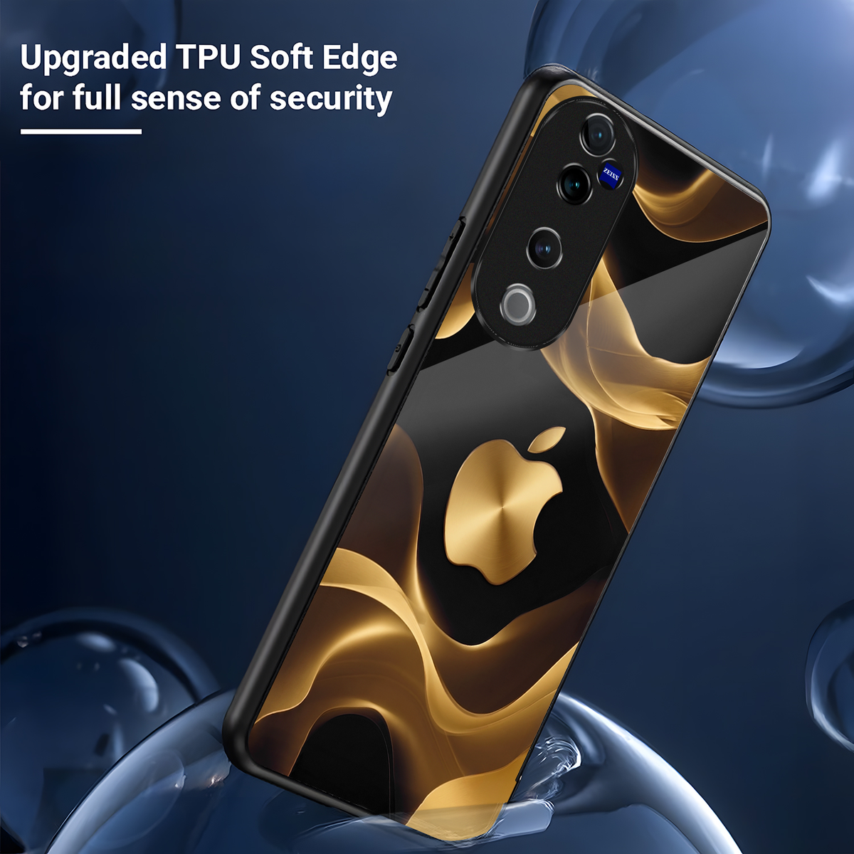 Vivo V40 Pro 5G Premium Acrylic Shockproof Glass Back Case (Wave Apple)