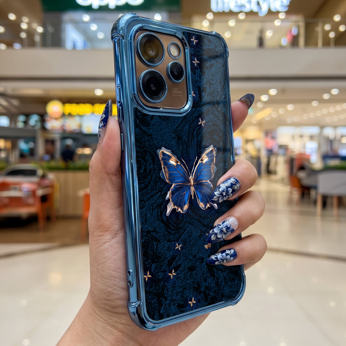 Oppo Reno 15 Pro Mini 5G Premium Golden Butterfly Airbags Printed Back Case