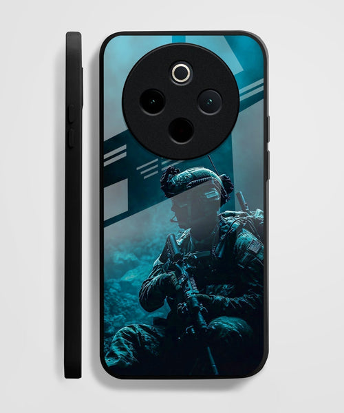 Vivo T4 5G Premium Acrylic Shockproof Glass Back Case (Soldier Case)