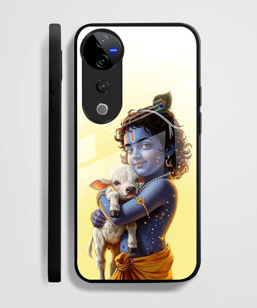 Vivo V40 Pro 5G Premium Acrylic Shockproof Glass Back Case (Cute Krishna)