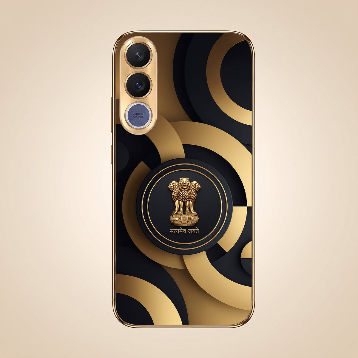 Vivo V70 FE 5G Royal Emblem Gold Electroplated Glass Phone Back Case