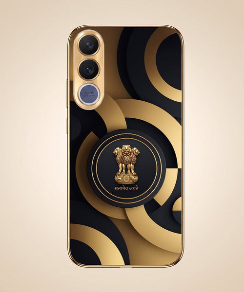 Vivo V70 FE 5G Royal Emblem Gold Electroplated Glass Phone Back Case